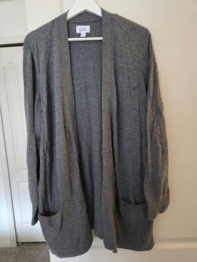 Croft & Barrow Gray Open-Front Knit Cardigan with Pockets